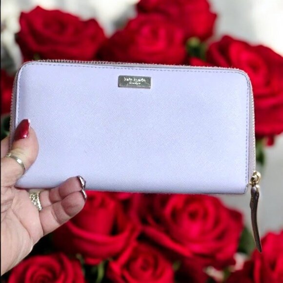 Kate Spade Purple Leather Full Size Zip Wallet EUC - Picture 1 of 7